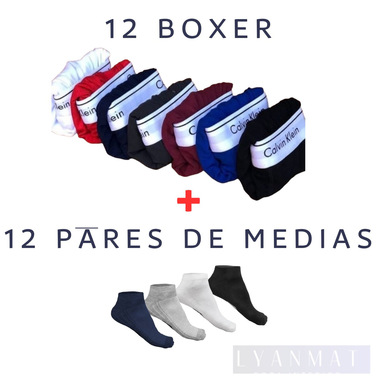 12 Boxer Ck 12 + Pares de Medias Tanto Hombres como Para Mujer